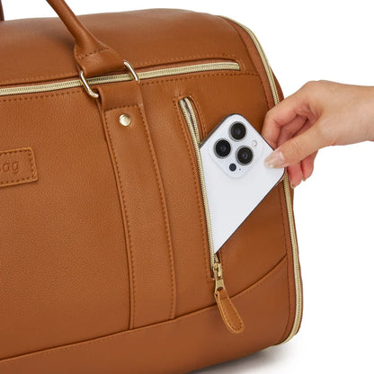 2-in-1 Vegan Leather Garment Duffel Bag with Roller