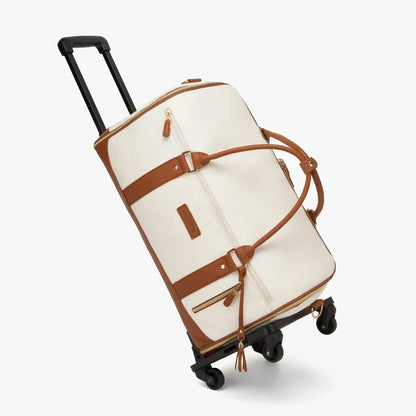 2-in-1 Vegan Leather Garment Duffel Bag with Roller