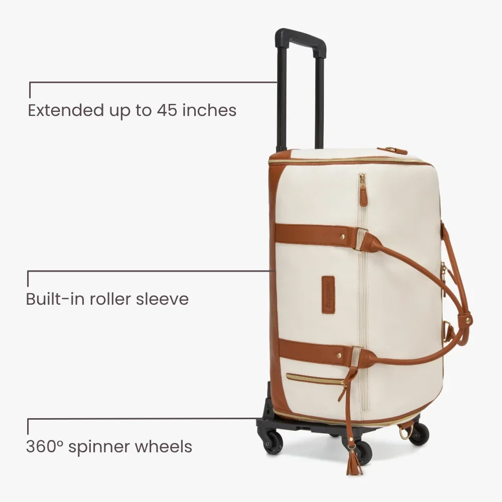 2-in-1 Vegan Leather Garment Duffel Bag with Roller