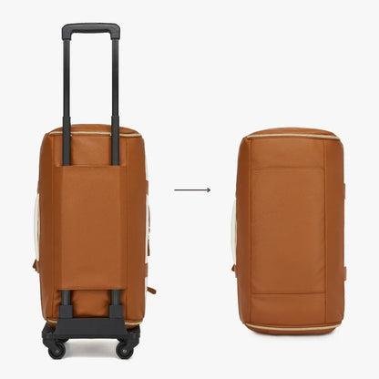2-in-1 Vegan Leather Garment Duffel Bag with Roller