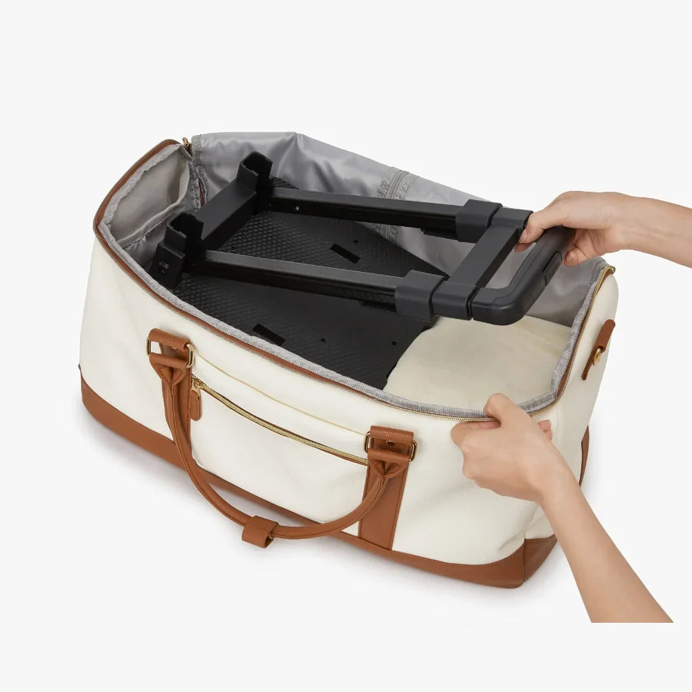 2-in-1 Vegan Leather Garment Duffel Bag with Roller