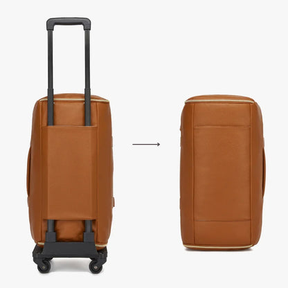 2-in-1 Vegan Leather Garment Duffel Bag with Roller