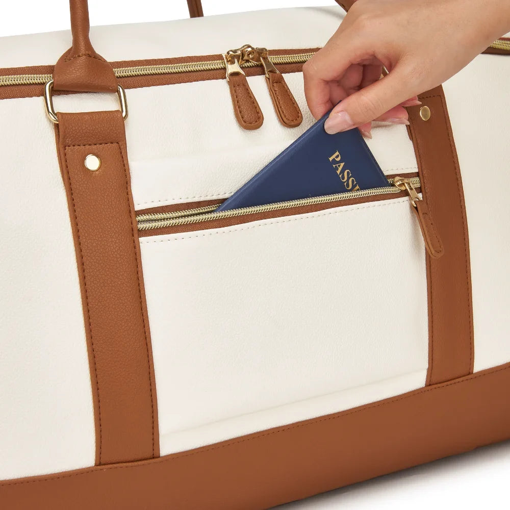 2-in-1 Vegan Leather Garment Duffel Bag with Roller