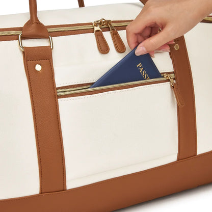 2-in-1 Vegan Leather Garment Duffel Bag with Roller