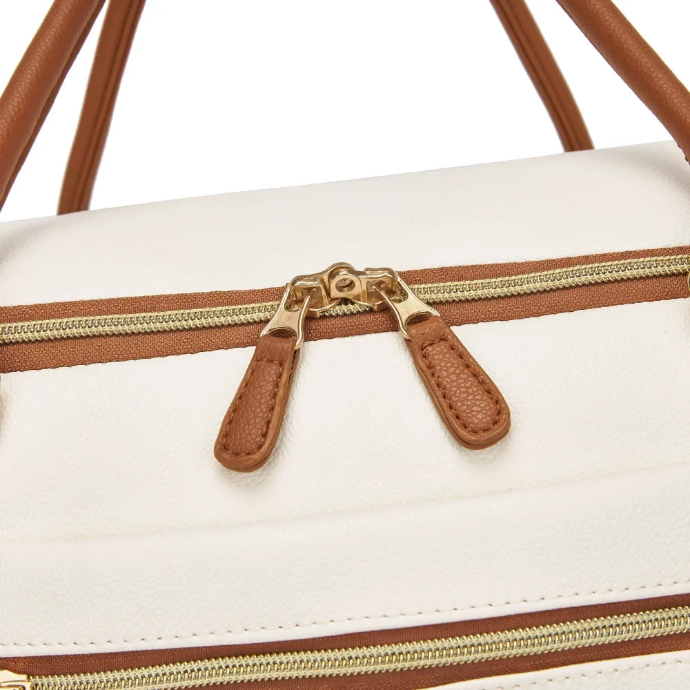 2-in-1 Vegan Leather Garment Duffel Bag with Roller