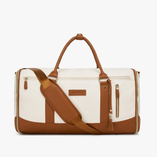 2-in-1 Vegan Leather Garment Duffel Bag with Roller